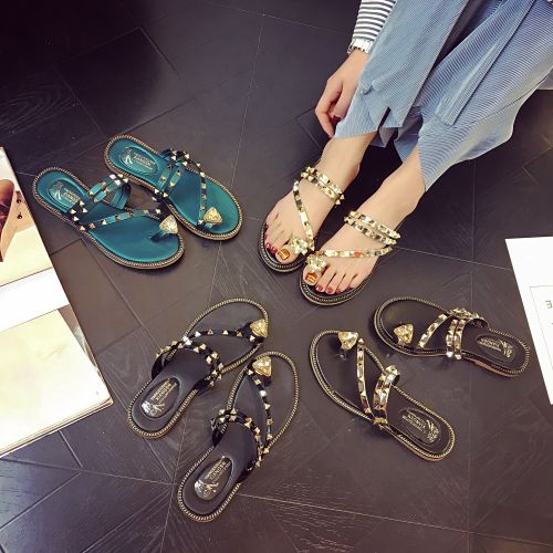 Sandales femme en Deux etages de peau porc - semelle TPR tendon Ref 2667347