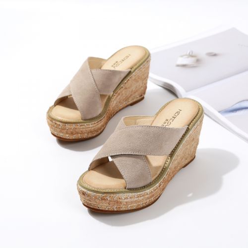 Sandales femme en Daim de vache nubuck - semelle caoutchouc Ref 2667477