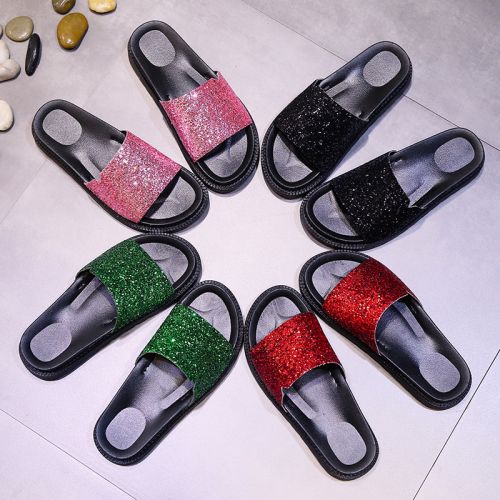 Sandales femme en tissu paillete - semelle caoutchouc Ref 2667531