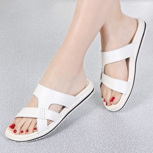 Sandales femme en revetement cuir de vache fendu - semelle caoutchouc Ref 2667708