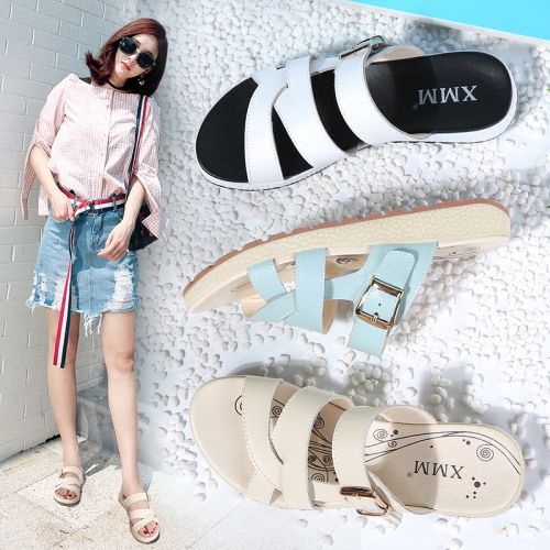 Sandales femme en revetement cuir de vache fendu - semelle TPR tendon Ref 2667761