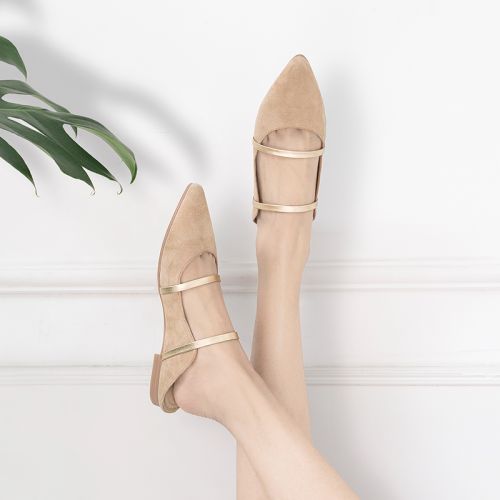 Sandales femme SMIDDEN en daim mouton - semelle caoutchouc Ref 2668038