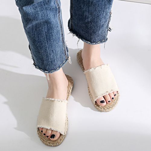 Sandales femme en tissu - semelle caoutchouc Ref 2673286