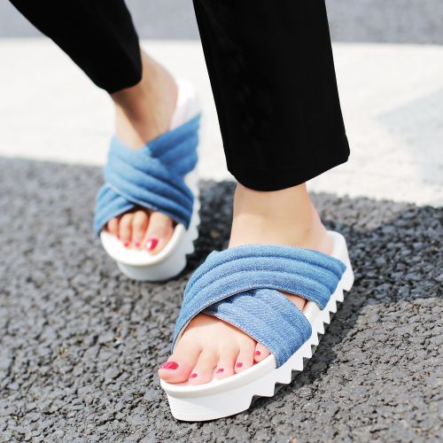 Sandales femme SUPER ELEPHANT en toile de jean - semelle EVA Ref 2673420