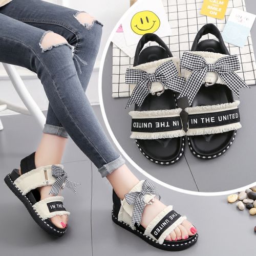 Sandales femme en toile de jean - semelle polyurethane Ref 2673487