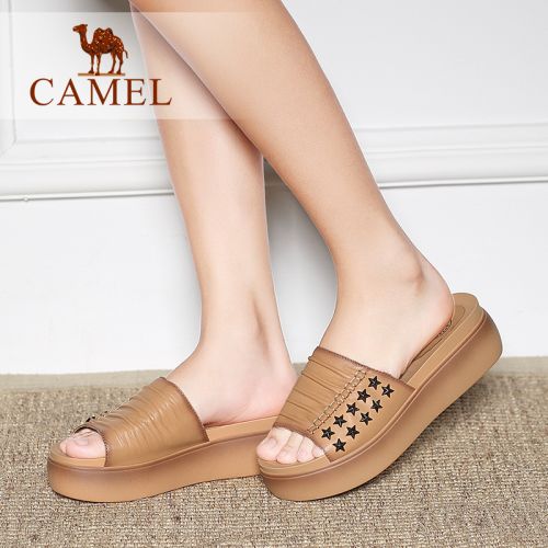 Sandales femme CAMEL en couche de cuir premiere - Ref 2673586