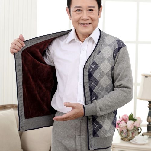  Sous-vêtement chaud personne âgée Cardigan hommes en coton - Ref 718279