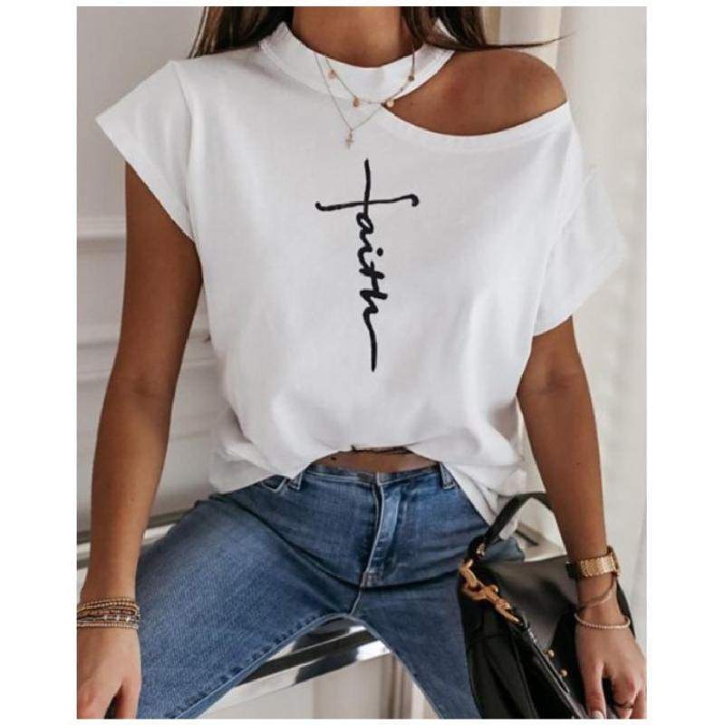 T-shirt femmes avec impression tops sans bretelles  - Ref 3428626