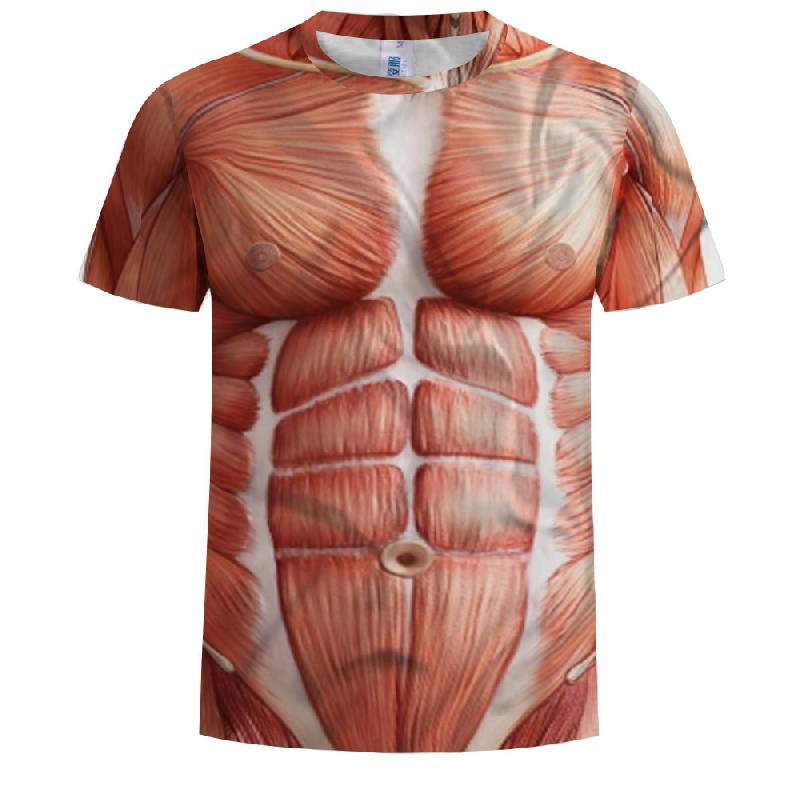 T-shirt imprimé muscle abdominal en 3D - Ref 3424287