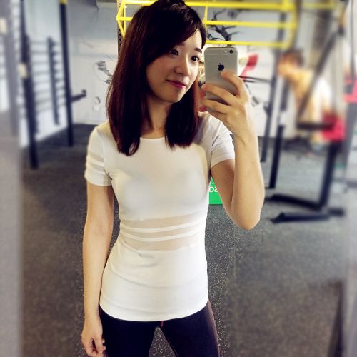T-shirt sport pour femme à manche courte en polyester - Ref 2022131