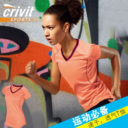 T-shirt sport pour femme CRIVIT à manche courte en polyester - Ref 2023217