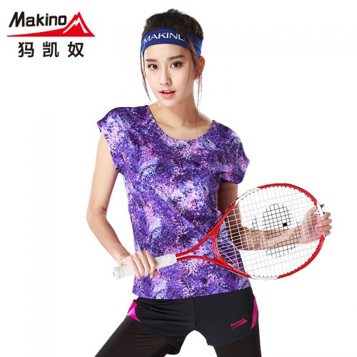 T-shirt sport pour femme MAKINO à manche courte en polyester - Ref 2027230