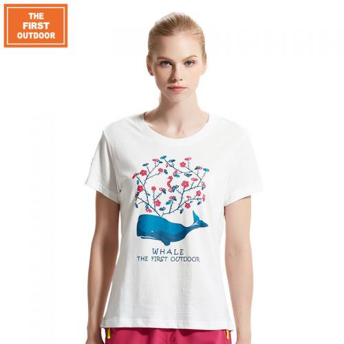 T-shirt sport pour femme THEFIRSTOUTDOOR à manche courte en coton - Ref 2027514