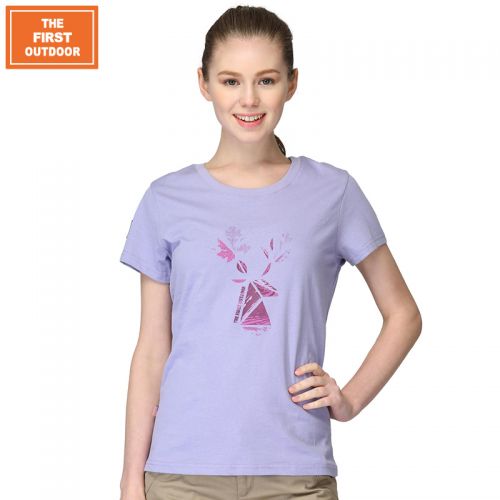 T-shirt sport pour femme THEFIRSTOUTDOOR à manche courte en coton - Ref 2027516
