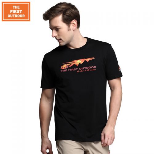 T-shirt sport pour homme THEFIRSTOUTDOOR à manche courte en coton - Ref 2016859
