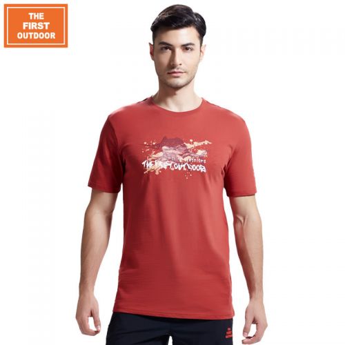 T-shirt sport pour homme THEFIRSTOUTDOOR à manche courte en coton - Ref 2017624