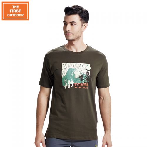 T-shirt sport pour homme THEFIRSTOUTDOOR à manche courte en coton - Ref 2021135