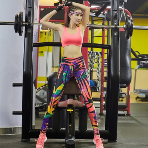  Tenue de sport femme SKINS fleurs fantaisie pantalon en polyester - Ref 468517
