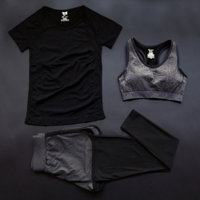 Tenue de sport femme Vest + T-shirt + pantalon trois-pièces en nylon - Ref 469755