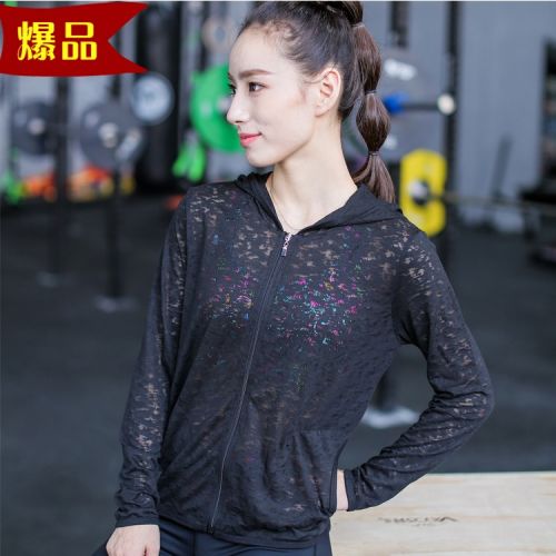 Tenue de sport femme Net chemise à manches longues creux en polyester - Ref 469876