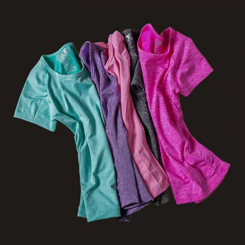 Tenue de sport femme les femmes à manches courtes moulants en nylon - Ref 472832
