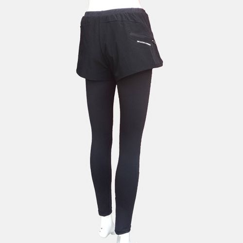 Tenue de sport femme Laisser deux pantalons noirs de remise en forme en nylon - Ref 473541