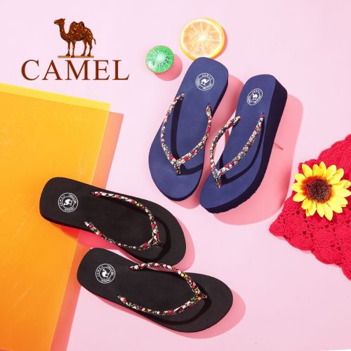 Tongs femme CAMEL en tissu - semelle EVA Ref 2665759