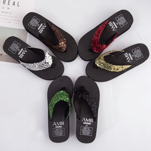 Tongs femme en tissu paillete - semelle EVA Ref 2665878