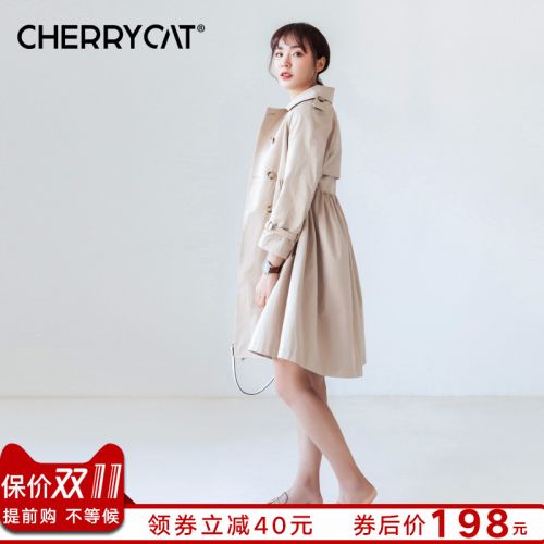 Trench pour femme CHERRY CHAT CERISE en Coton - Ref 3226611