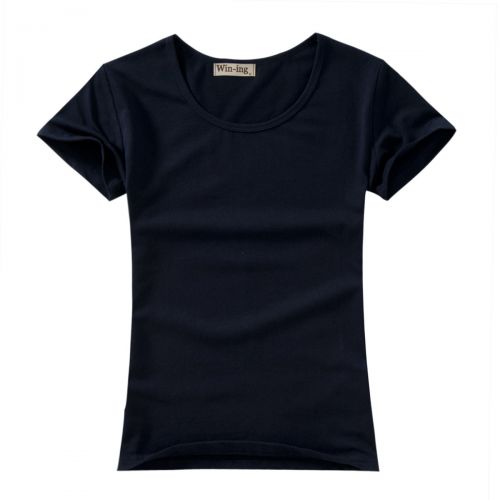 Tshirt de sport femme WIN-ING Foncé col rond bleu t-shirt blanc gros groupes thermiques solide costume Lycra coton Modèle 