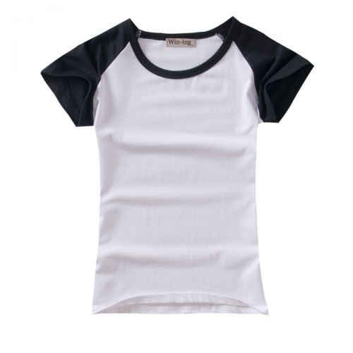 Tshirt de sport femme WIN-ING Les femmes noires t-shirt raglan blanc gros coton Lycra costume corps thermique spécifique gagn