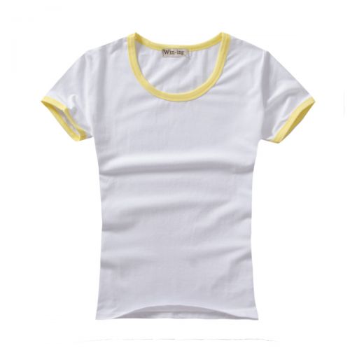 Tshirt de sport femme WIN-ING Jaune vif t-shirts frappé le côté du corps blanc coton lycra féminin convient transfert thermique 