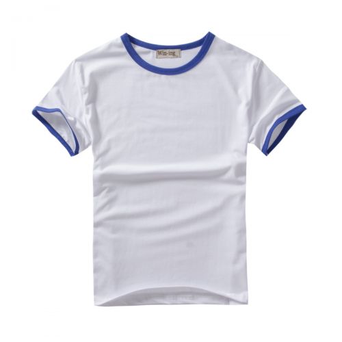 Tshirt de sport homme WIN-ING Modèle bleu à manches courtes hit bord latéral avec des groupes thermiques coton blanc t
