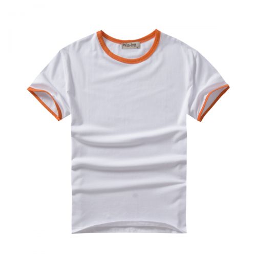Tshirt de sport homme WIN-ING manches hit orange bord latéral Modèle courte avec des groupes thermiques coton blanc t-shirt L