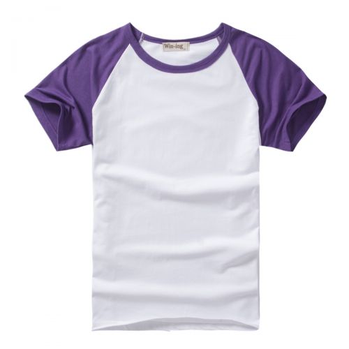 Tshirt de sport homme WIN-ING groupes thermiques raglan manches courtes t-shirt en coton blanc Lycra gros costume violet dédié g