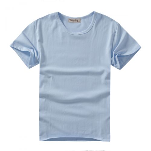Tshirt de sport homme WIN-ING col rond t-shirt blanc gros solide coton Modèle costume Lycra groupes thermiques hommes bleu ci