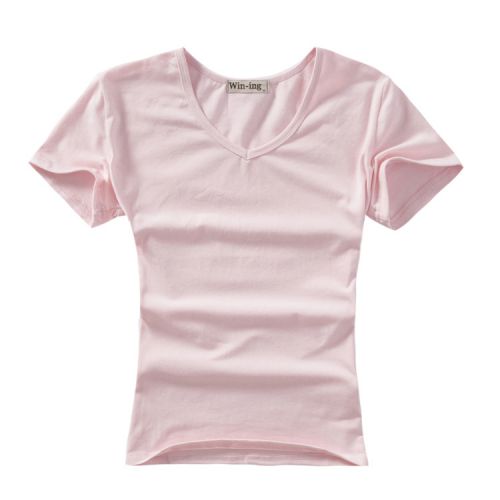  Tshirt de sport femme WIN-ING g pêche rose coeur possède une solide Modèle V-cou t-shirt blanc gros coton lycra femmes peign