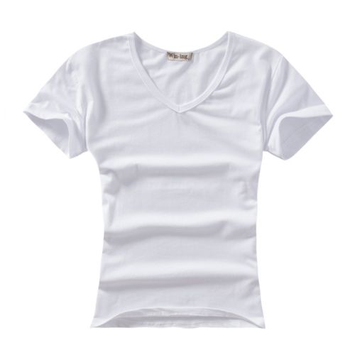  Tshirt de sport femme WIN-ING grammes blanc coeur pêche a Modèle unie col V T-shirt en gros coton lycra femmes p