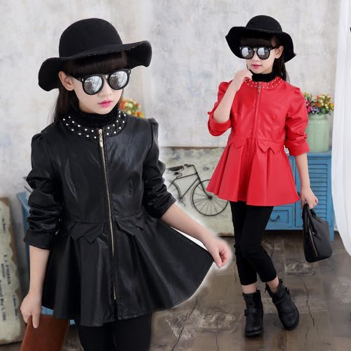 Veste pour fille JIEDA en cuir PU - Ref 2159928