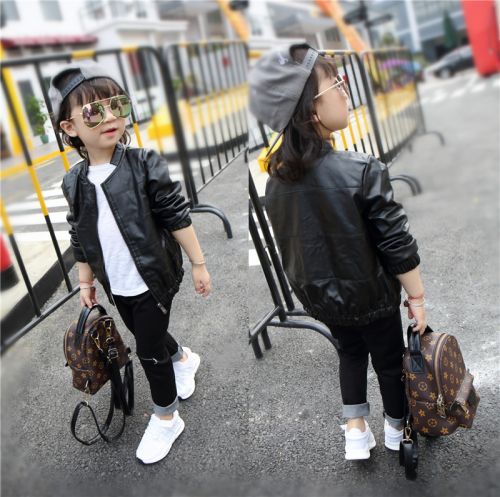 Veste pour fille en cuir PU - Ref 2159976