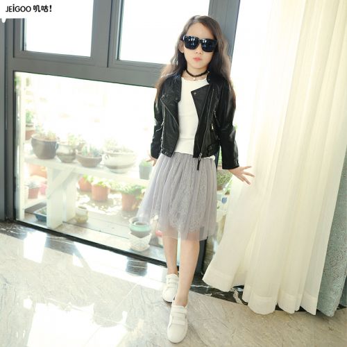 Veste pour fille en cuir PU - Ref 2160055