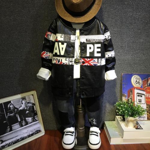 Veste pour garçon DUOBAO en cuir PU - Ref 2159108