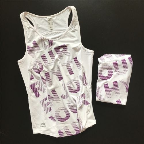 Vêtement fitness femme MS lettres blanches gilet violet - Ref 603549