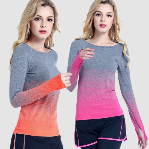Vêtement fitness femme Gradient manches longues en nylon - Ref 605665