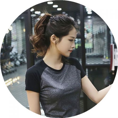 Vêtement fitness femme  manches courtes costume de sport T-shirt en nylon - Ref 609376