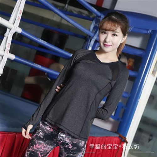 Vêtement fitness femme Col V à manches longues en nylon - Ref 616534