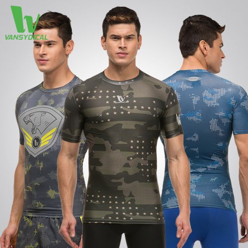 Vêtement fitness homme VANSYDICAL manches courtes réfléchissant MSMS en Lycra - Ref 616653